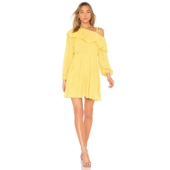 NWT Endless Rose Yellow Pleated One Shoulder Dress XS - Picture 1 of 8